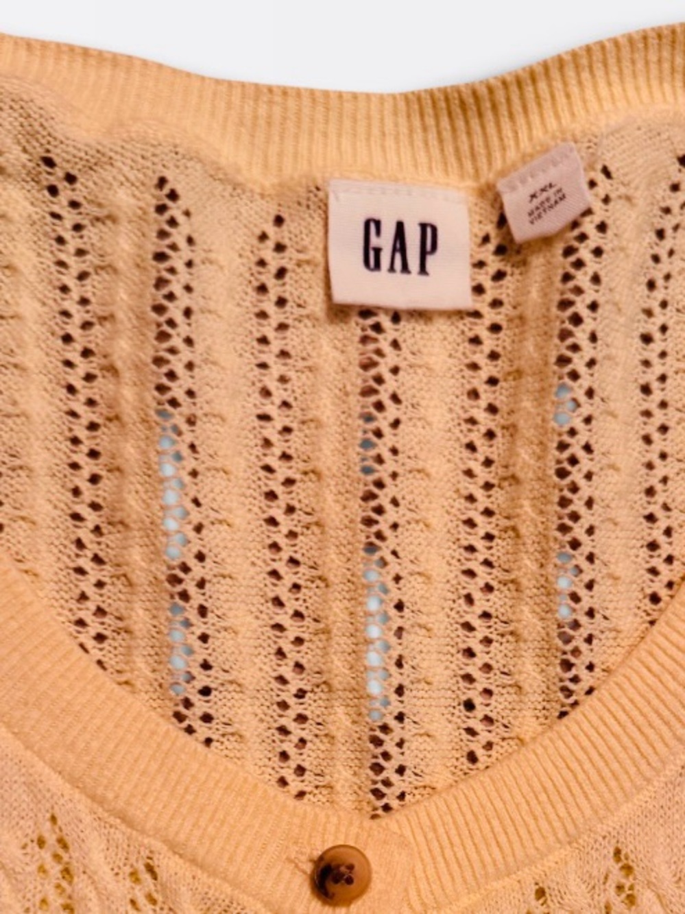 GAP Yellow Textured V-Neck Button Cardigan - Picture 4 of 7